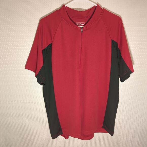 L.L. Bean Other - L.L. Bean XL Cycling Jersey Red Black Half Zip Short Sleeve Rear Pocket Mens